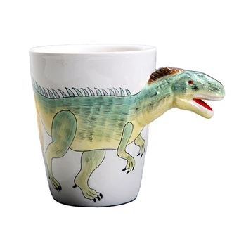 350 ml Tvorivé Dinosaura Keramická Šálka Ručne Maľované Zvierat Káva Hrnček 3D animovaný Tyrannosaurus Pohár Detí Pohár Mlieka Šálku Kávy