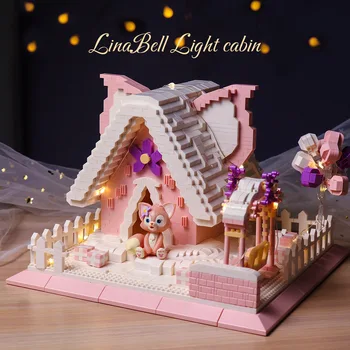 3890pcs+ Disney Linabell Micro Stavebné Bloky Kawaii Dom, urob si sám v Kabíne Montáž Modelu Mini Tehla Obrázok Hračky Pre Deti Darček