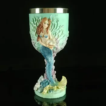 3D Morská víla Poháre Živice & Nehrdzavejúcej Ocele Pohár Krásne poháre na Víno, Whisky Kávové Šálky a Hrnčeky Najlepšie Vianočné Darčeky