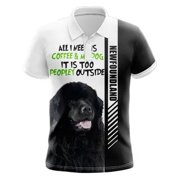 3D Tlač Módne Farebné Zvierat Newfoundland Psa Elkhound Mužov Voľný čas Polo Tričko Unisex Streetwears T-shirts Beach Krátke S-609