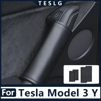 4 Ks Dverí Auta Rukoväť Kožený Kryt Pre Tesla Model 3 Model Y 2022 Doplnky, Interiérové Dekorácie, Nálepky, Auto Dodávky