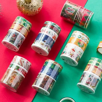 4 Ks/Set Vianočný Karneval Série Washi Maskovacie Pásky Dekoratívne Samolepiace Pásky urob si sám Vianoce Ruky Účet Materiálu sú Samolepky