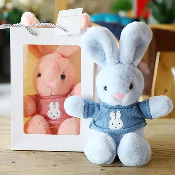 40/50 roztomilý králik plyšové hračky super mäkké bunny s sveter šatku nádherné LED box, baby, deti, plyšové hračky pre chlapcov, dievčatá Vianočný darček