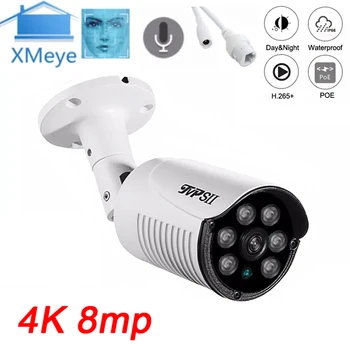 4K 8MP 5MP IMX335 Cmos 6pcs Infračervené Led diódy, Vodotesná Kovové XMeye Auido H. 265+ IP66 ONVIF Detekcia Tváre POE IP CCTV Kamery