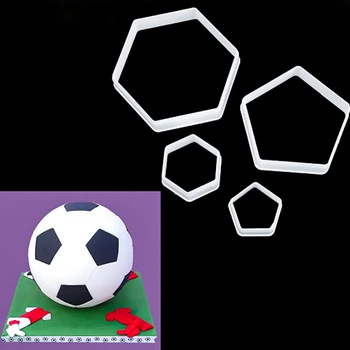 4pcs/set DIY Tvar Cookie Cutter Hexagon, Frézy, Set Fondant Tortu Formy DIY Cukru Plavidlá Futbal Tlač Piest Pečenie Nástroje 2021