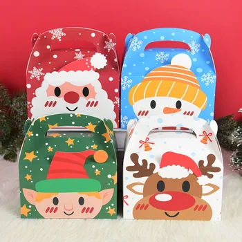 4pcs Vianočné Kraft Papier Darčeka Santa Claus Cookies Candy Obaly Boxy 2022 Vianoce Navidad Dekorácie Nový Rok Party Láskavosti