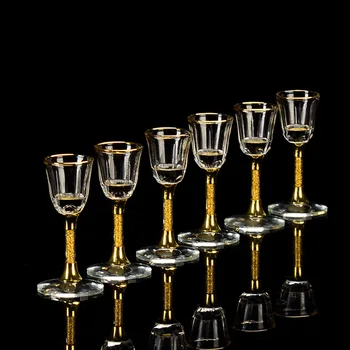 5-65ml Tvorivé Zlatej Fólie Shot Glass bezolovnaté Krištáľové Sklo Fire Vodka Liehoviny, Víno, Sada Darček Luxusné Zlaté Malých Pohárov na Víno