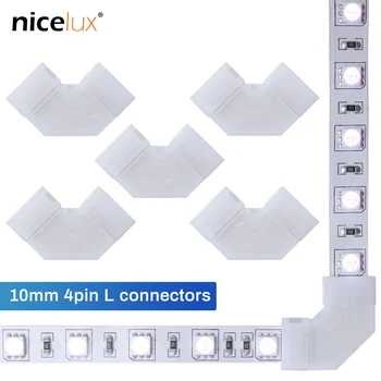 5 ks Tvaru L 10 mm LED Pásy IP20 Rohu Konektora Terminálu 90 Stupeň 4 Pin Konektor Zadarmo pre Spájkovanie SMD 5050 RGB LED Svetlá