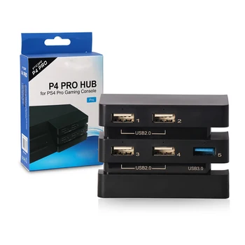 5 Port USB Rozšírenie Adaptér Hub Herné Rozšírenie Plug And Play, 4 USB 2.0, 1 USB 3.0, Multifunkčný Konzoly Adaptér Pre PS4 Pro
