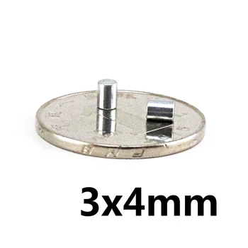50~1000pcs 3x 4 mm N35 Super Silné Valec Vzácnych Zemín Magnet 3 mm*4 mm Kolo Neodýmu Magnety 3x4mm Mini Malý Magnet 3*4 mm