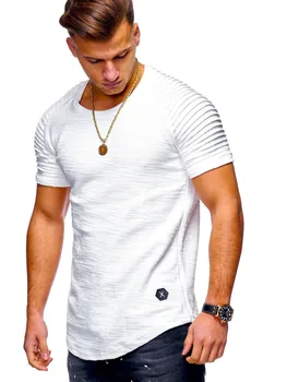 5452-R-t-shirt pánske krátke rukávy lete roku 2019 nový half-puzdre tričko okolo krku voľné bežné klesnutie tričko