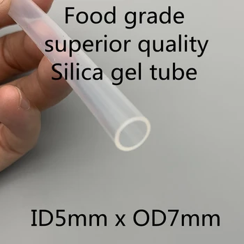 5x7 Silikónové Hadice ID 5mm vonkajší priemer 7 mm potravinársky Flexibilné Piť Potrubia, Rúry Teplotná Odolnosť Netoxické Transparentné