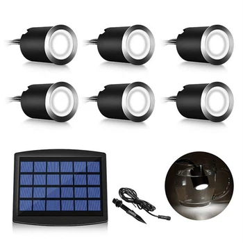 6/8pcs LED Slnečná Paluba Svetlo 32mm Vodotesný IP67 Podzemné Svetlá Solárny Vonkajšie Podlahy lampa, Terasa, Schodisko Pozornosti