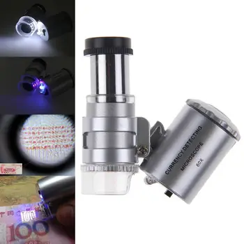 60x Mini Pocket LED UV Klenotníkov Loupe Mikroskopom Sklo Šperky zväčšovacie sklo Drop Shipping 2022 Nové