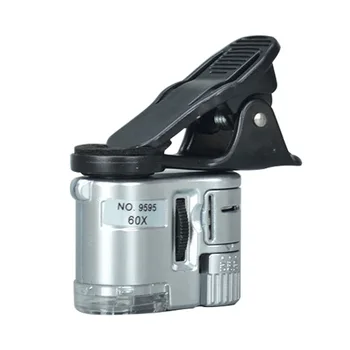 60X Telefón Lupa Mikroskop Mikroskop Fotoaparát s LED Svetlo, Telefón, Univerzálny Mobilný lupa Makro, Zoom Kamera Klip