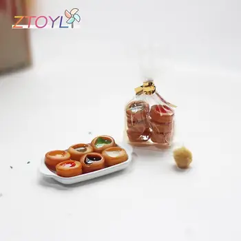 6Pcs domček pre bábiky Miniatúrne Simulácia Mini Jam súbory Cookie Model DIY Príslušenstva Kuchyne Hračka
