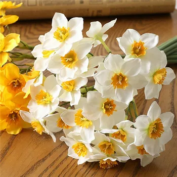 6Pcs/Set Umelý Narcis Kvetinové Kytice Domáce Dekorácie Falošné Ploche Kvety Svadobná Scéna Dekor Daffodil Falošné Kvety