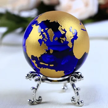 6typ Blue Gold Crystal Zemi Model Feng Shui Sklo Svete Crystal Ball Oblasti Ozdoby, Sošky Domáce Dekorácie, Doplnky, Darčeky