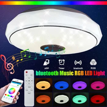 72W Moderné RGB LED Stropné Svietidlá Domov Osvetlenie APLIKÁCIU bluetooth Hudby Svetlo Spálňa Lampa Smart Strop Žiarovka+Diaľkové Ovládanie