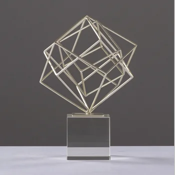 Abstraktné Umenie Geometrické Železa Domáce Dekorácie Príslušenstvo Crystal Base Remesiel Moderné Svetlo Luxusné Office Desktop Ozdoby