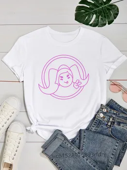 Adora Catra Ženy Zábavné Vytlačiť T-shirt Dámy Dievča Y2K Základe O-golier Biele Tričko Krátky