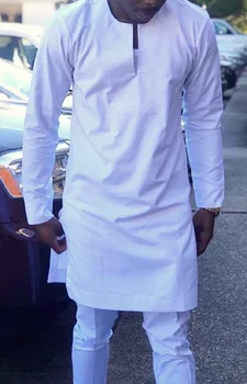 Africké módne moderného tvaru topy patch nohavice pevné biele nohavice sady senátor štýl muž ženícha vyhovuje strany Afrických oblečenie