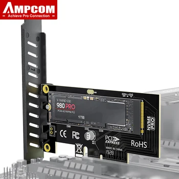 AMPCOM M. 2 NVME SSD do PCIe 4.0 Karty Adaptéra, 64Gbps PCIe SSD 4.0 X4 Rozširujúca Karta pre Stolné PC , PCI-E GEN4 Full Speed