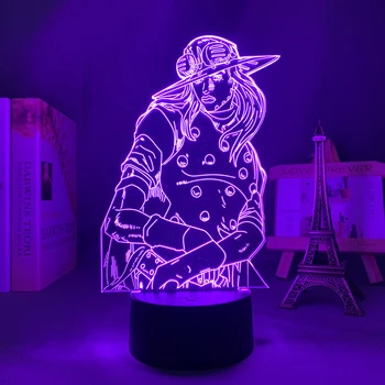 Anime 3d Svetlo Anime radu jojo Bizarné Dobrodružstvo Gyro Zeppeli pre Spálňa Decor Svetlo Darček k Narodeninám pre Neho radu jojo Led Lampa Manga