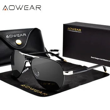 AOWEAR Letectva Polarizované slnečné Okuliare Mužov Jazdy Zrkadlo Slnečné Okuliare Muž Dizajn Značky Classic Pilot Okuliare Oculos Gafas De Sol