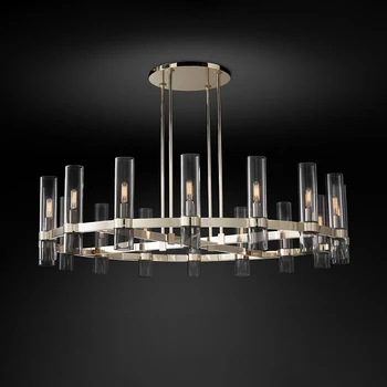 Art Deco E14 LED Moderné Meď, Sklo Black Gold okolo Lustra, Osvetlenie, Svietidlá, Lustre Pozastavenie Svietidlo Lampen Pre Foyer
