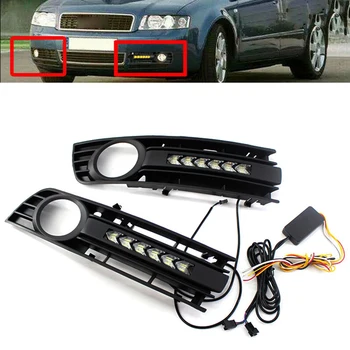 Auto Predné Hmlové Svetlo Mriežka Tečie LED Denných prevádzkových Svetlo Zase Signálneho Svetla Na Audi A4 B6 2001 2002 2003 2004 2005 8E0807681