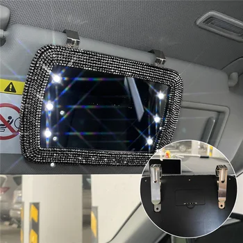 Auto Slnečná Clona make-up Zrkadlo S LED Svetlom Drahokamu Kozmetické Zrkadlo Auto Dekorácie Dodávky Auto Bling Interiéru