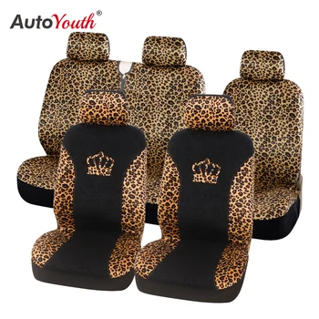 AUTOYOUTH Nové Leopard Tlač autosedačky Kryt s Korunu Vzor Módne Kryt Sedadla Pre VAUXHALL Na FIAT DUCATO PEUGEOT 306