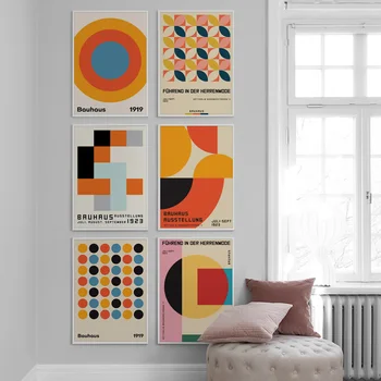 Bauhaus Abstraktné Farebné Geometrické Wall Art Plátno Na Maľovanie Nordic Plagáty A Vytlačí Domáce Dekorácie Obrázky Pre Obývacia Izba