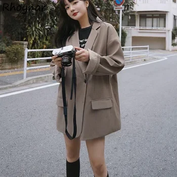 Blejzre Ženy Vintage Pevné Drážkou Módne Príležitostné celý zápas Jari Nové Streetwear Ponuky kórejská Verzia Rozšírená Voľné Útulná