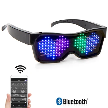 Bluetooth APP Riadenie Animácie Rýchle Led Blesk Party Okuliare, USB Nabíjanie DJ Svetelné Okuliare Vianočný Koncert Svetlo Hračky Darček