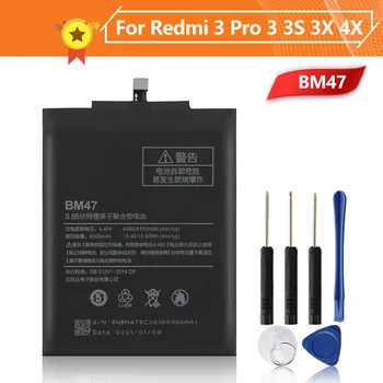 BM47 Batérie pre Xiao Mi Redmi 3 3S 3X Redmi 4X Redmi3 Pro Redrice 3 4000mAh BM47 Náhradná Batéria + Nástroj