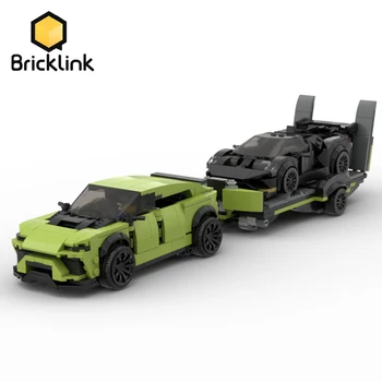 Bricklink Rýchlosť Šampión Technické Auto Lamborghining Urus SUV S Prívesom mesto Pretekárske Vozidlo Stavebné Bloky, Hračky Pre Deti,