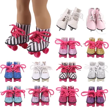 Bábika topánky ručne vyrábané skate topánky kolieskové korčule vhodné pre 18-palcové Americký bábiky a novorodencov 43 cm v našej generácie