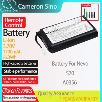 CameronSino Batérie pre Nevo S70 hodí Nevo A0356 Diaľkové Ovládanie batéria 1700mAh/6.3 Wh 3.70 V Li-ion Čierna