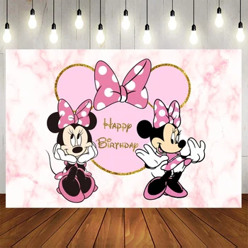 Cartoon Vinyl Disney Mickey Mouse Strany Pozadia Minnie Mouse Pozadí Steny Handričkou Baby Sprcha Deti Narodeninovej Párty Dekorácie