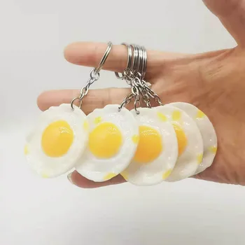 Cartoon Zábavná Simulácia Potravín Série Vajcia Keychain Batoh Prívesok Tvorivé Poached Egg Ornament Chlapec Vianočný Darček