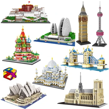 CB Architektúry Notre Dame De Paris Opera House Taj Mahal Potala Paláca Tower Bridge 3D Mini Diamond Blokov Budovy Hračka Č Box