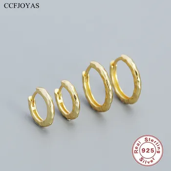 CCFJOYAS 8.5/12 mm 925 Sterling Silver Barokovom štýle Nepravidelný Hoop Náušnice pre Ženy Európskych a Amerických Jemné Šperky Darček