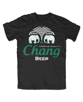 Chang Pivo Premium T-Shirt Thajsko,Elefant,Bangkok,Logo,Opicu,Zábava,Kult,100% Bavlna, Krátky Rukáv, O-Krku Lete Tees Tričko