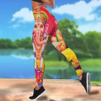 CLOOCL Ženy Legíny Indický Boh Ganeš Vytlačené Vysoký Pás Pružnosť 3D Leginy Cosplay Žena pre Vonkajšie Jogging Nohavice