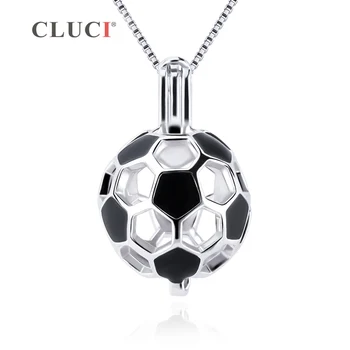 CLUCI 925 Sterling Silver Futbalový Loptu Prívesok Charms Ženy Šperky Darček pravého Striebra 925 Futbal Tvarované Pearl Klietky Medailón SC373SB