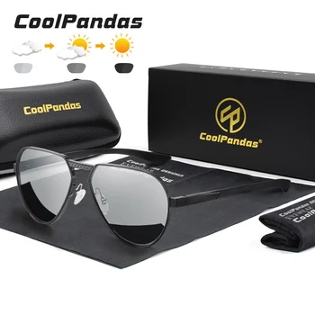 CoolPandas 2021 Módne slnečné Okuliare Pilot Polarizované Mužov Klasické Photochromic Slnečné Okuliare Ženy Okuliare UV400 lentes de sol hombre