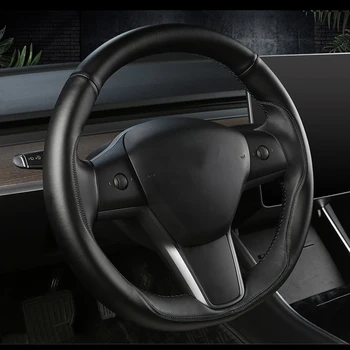 Custom Fit Ručne vyrábané Auto na volant Pre Tesla model 3 2019-2022 MODLE Y 21-22 interiéru Auto Špeciálnych Riadenia Chrániť Kryt