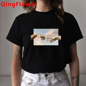 David Michelangelo Harajuku Estetické T Shirt Ženy Vintage Grafické Ullzang T-shirt kórejský Štýl Tričko Grunge Top Tees Žena